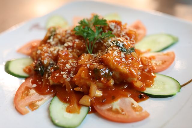 Crispy Korean Chili Tofu β Franchia Vegan Cafe
